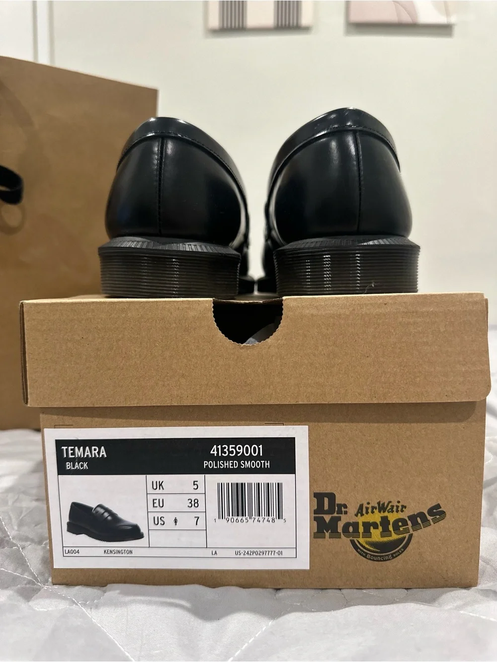 Temara Dr Martens Classic Black Leather Penny Loafers - Picture 2 of 7
